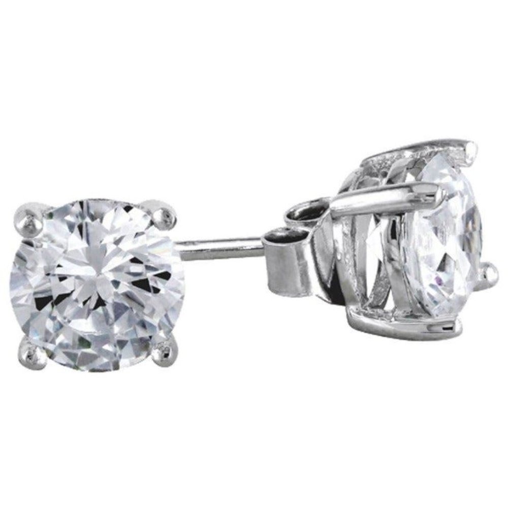 1.5 carats 6mm Hypoallergenic Best gift Unisex round brilliant cut stud earrings